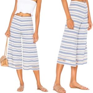 Tularosa | Willa Denim Stripe Wide Leg Lace Trim Pants Size Small NWT